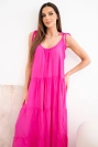 Women's viscose dress with tie straps fuchsia