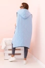 Women's quilted Plus Size vest with a hood zipped blue