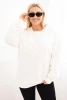 Women's Plus Size Loopback Cotton Basic Sweatshirt with Round Neck white