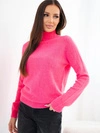 Women's sweater with a mock neck and long sleeves pink