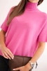 Women's sweater with a loose turtleneck pink