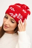 Women's winter knitted hat with snowflake pattern K463 red