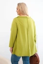 Dámska bavlnená blúzka Plus Size asymetrická s prehnutým rukávom olivová