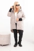 Women's Plus Size quilted winter jacket with a hood dark beige