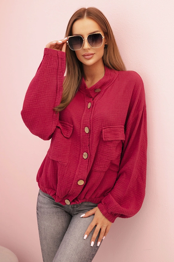 Women's muslin shirt with long sleeves plum