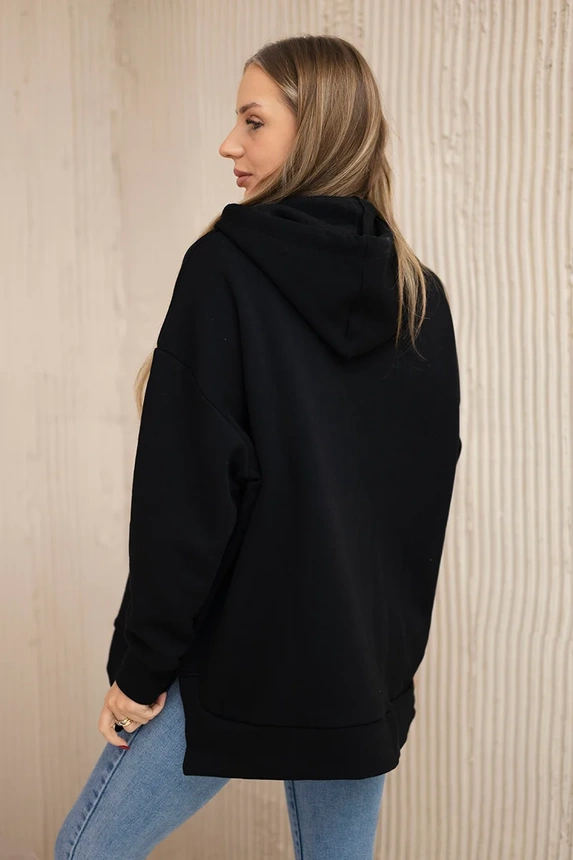Insulated sweatshirt with a zipper on the side black