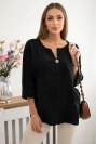 Shirt blouse with an embroidered pattern black