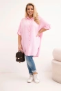Damenbluse Plus Size aus Viskose mit längerem Rücken zuckersüß rosa