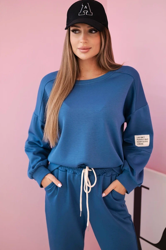 Set sweatshirt + pants buttery fabric denim