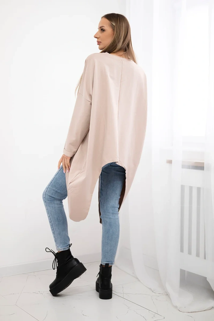 Blouse with print oversize beige