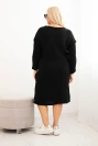 Damen Plus Size Strickkleid mit Mohair Oversize mit Tasche schwarz
