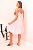 Women's muslin dress with straps and frill powder pink