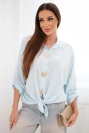 Women's shirt with viscose, decorative buttons, and collar blue