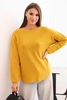 Moteriškas megztinis iš viskozės su ilgomis rankovėmis ir apvaliu iškirpimu geltonas
