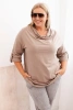 Moteriška bluzonė Plus Size su medvilne laisvo kirpimo su vandens iškirpte fango