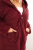 Plus Size women's coat made of viscose with a zipper and a hood plum