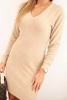 Damenpulloverkleid mit V-Ausschnitt aus Alpakawolle dunkelbeige