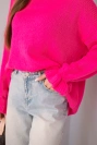 Damenpullover mit Mohair- und Wollanteil in lockerer Passform pink neon
