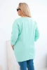 Moteriška bluzonė Plus Size su ilgesne nugarėle ir ilgomis rankovėmis mėtų spalvos