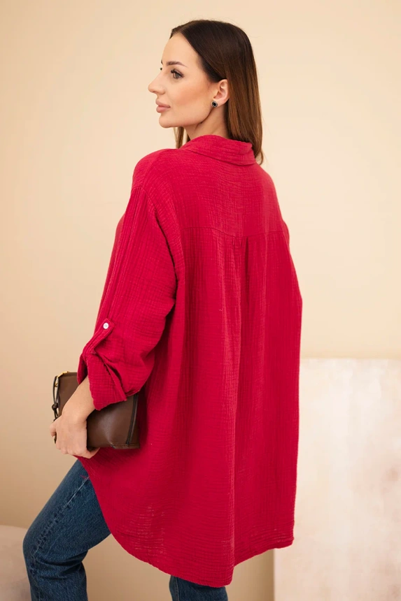 Bavlnená mušelínová košeľa Burgundsko