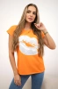 Blouse with lips print orange