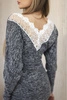 Women's dress with 3/4 sleeves and lace on the back black melange