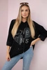 Oversized viscose sweatshirt Love black