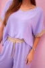 Viscose set with golden trim light purple