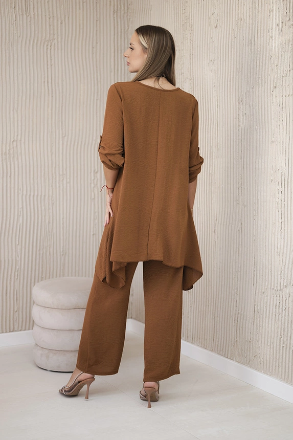 Set Bluse + Hose mit Anhänger dunkles Kamel