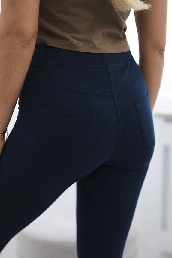 Cotton trousers with back pockets navy blue