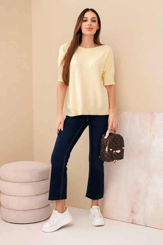 Women's short-sleeve viscose sweater yellow