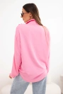Women's viscose long-sleeved shirt with ruffles light pink
