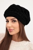 Women's winter wool hat with a loose fit and decorative weave K378 black