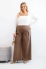 Dámske nohavice Plus Size so širokými nohavicami a skladaním camelové