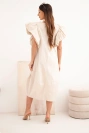 Women's cotton dress with ruffle sleeves beige