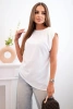 Elegant women's blouse with ruffles and asymmetrical cut ecru