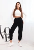 Women's cotton pants with an elastic waistband black