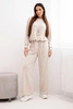 Women's set viscose sweatshirt with a pendant and wide trousers beige