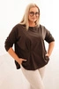 Dámská blůza Plus Size s bavlnou, kapsou a ohrnutým rukávem kiwi
