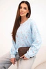 Women's viscose sweatshirt with long sleeves in small flowers blue