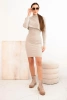 Women's set viscose blouse with dress dark beige