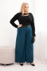 Plus Size women's trousers with wide legs and a belt sea green