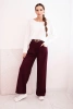 Women's wide-leg pants with a belt burgundy