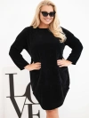 Dámske šaty Plus Size manžestrové s voľným strihom čierna