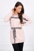 Dress decorated with tape with inscriptions dark powdered pink