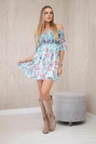 Spanisches Kleid mit Blumenmotiv in mint