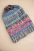 Hat with fleece Krystyna K207 pink+dark gray