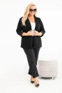 Dámské sako Plus Size manšestrové s klopami a kapsami černá