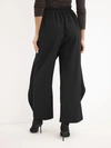 Damenhose aus Viskose mit weitem Bein und Falten schwarz