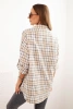 Women's cotton checkered shirt with a distressed effect beige
